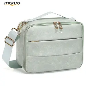 MOSISO Protective Puffy Small Camera Bag for Fujifilm Instax Mini SE/12/11/99/9/EVO/40/90/Link2/Liplay Soft PU Leather Travel Padded Case with Adjustable Strap Antique Green
