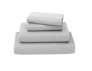 4-Piece 100% Microfiber Queen Size Sheet Set - Deep Pocket, Smooth Texture, Wrinkle-Free Light Gray Sheets and Pillowcases, Four Piece