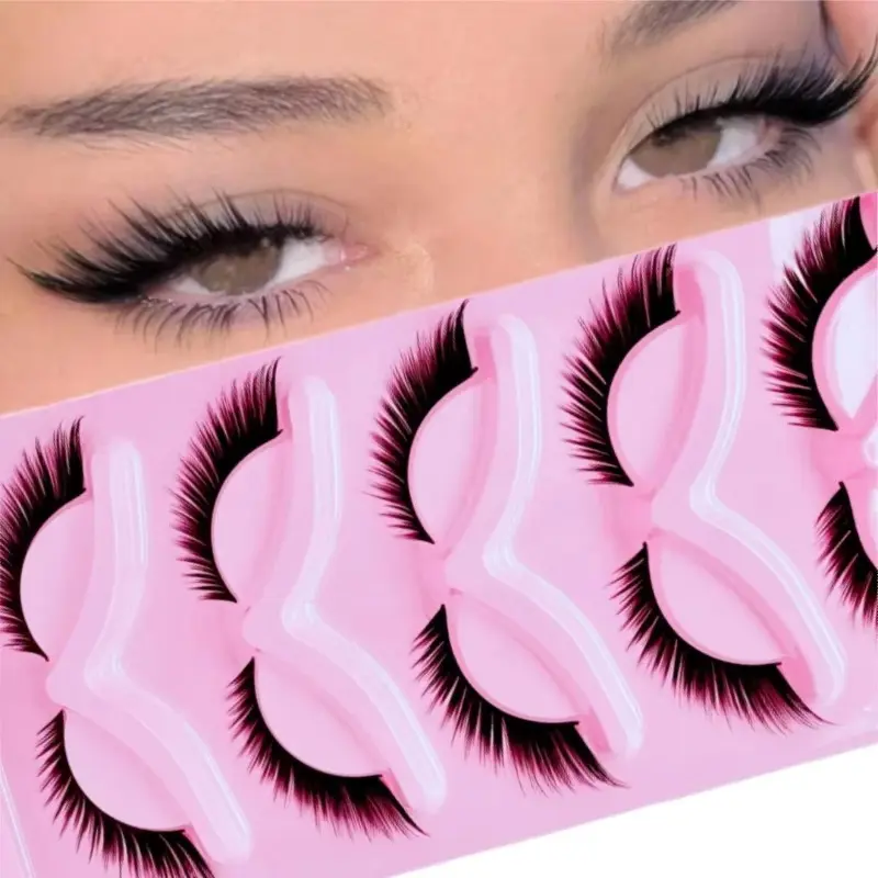 5 Pairs Fox Eyelashes Natural Looking Cat Eye Lashes, 3D Elongated 16mm Eyelashes, Volumized False Eyelashes, Fake Eyelashes, Synthetic Lashes, Perfect for Enhancing Your Look, Makeup, Cosmetic