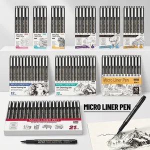 4/6/12/18/21pcs Ink Micro Liner Pens, Fineliner Pens, Marker Pen for Key Marking, Drawing, Mind Mapping, Bullet Journal Art, Clothing DIY