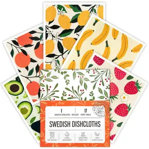 Swedish Dishcloths for Kitchen, 5 Pack  Paper Towels Washable, Super Absorbent Swedish Dish Cloths, Biodegradable, Non-Scratch, No Odor Cleaning Cloths