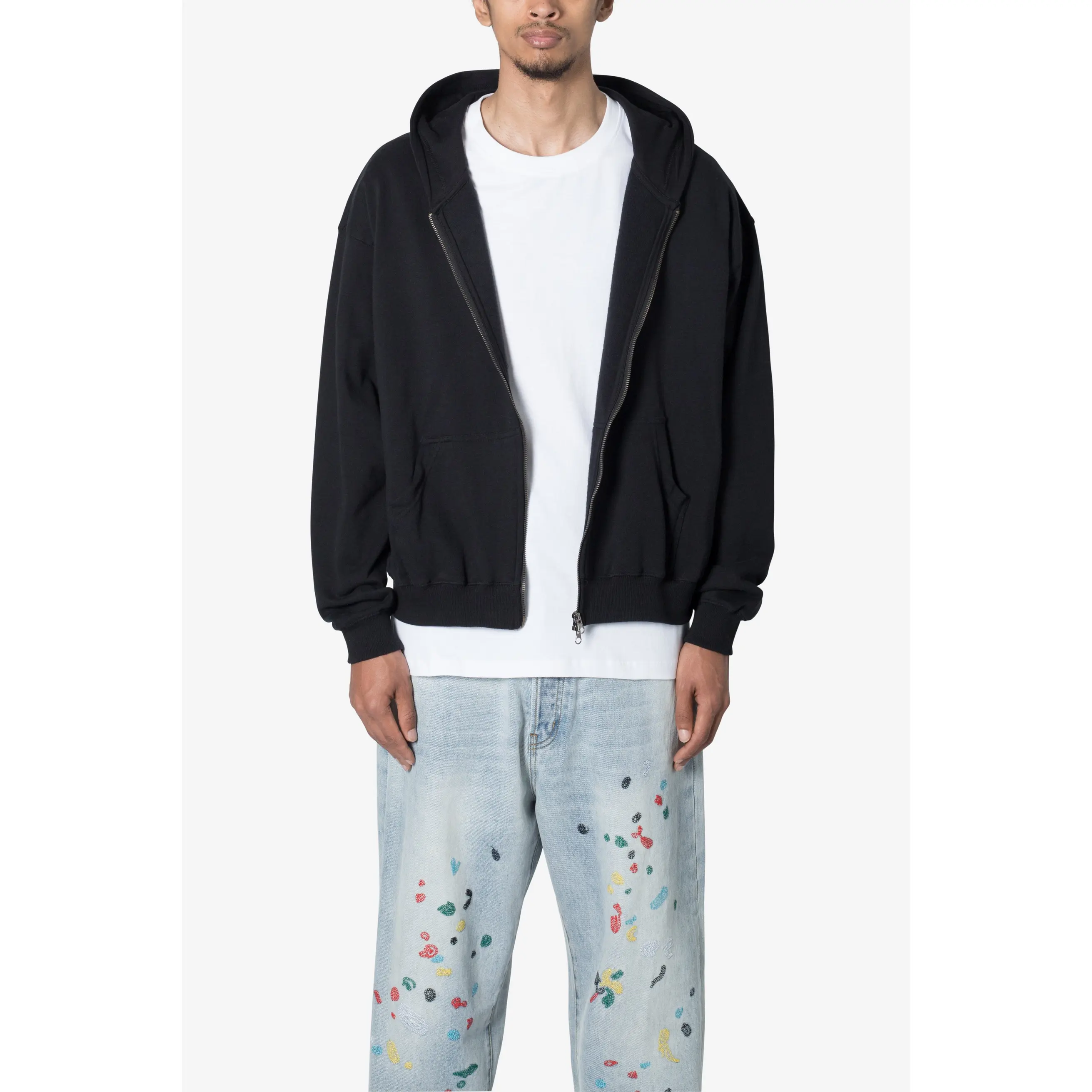 mnml Basic Zip Up Hoodie - Black