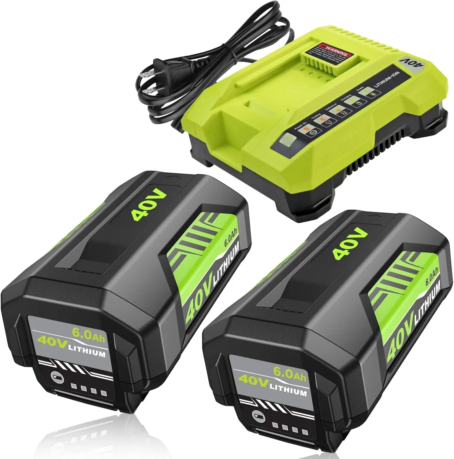 2Pack / 1Pack Upgraded 6000mAh OP4026A Battery and OP401 Charger Replacement for Ryobi 40V Battery 6.0Ah Compatible with Ryobi 40 Volt Batteries Lithium OP40601 OP40201 OP4050A OP4015 Power Tool high capacity cordless
