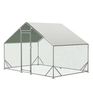 GARVEE Chicken Coop Large Metal Chicken House,Walk-in Poultry Cage Chicken Run Pen Dog Kennel Duck House with Waterproof and Anti-Ultraviolet Cover (M(10' L x 6.6' W x 6.56' H))