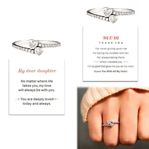 To My Mom/Daughter Gift - Infinity Love Heart Ring for Bond Love Promise Forever Birthday Mother's Day Thanksgiving Day Jewelry Gifts for Women with Inspirational Message Card Sentimental Gift