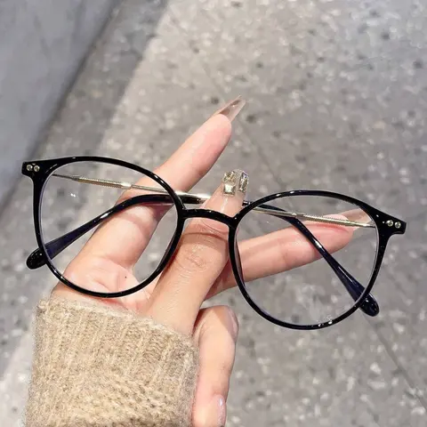 Women's Round Metal Frame Anti-Blue Light Glasses, Round Frame Eyeglasses, Cute Style Daily Wear Eyewear, Suitable for Commuting, All Seasons Use