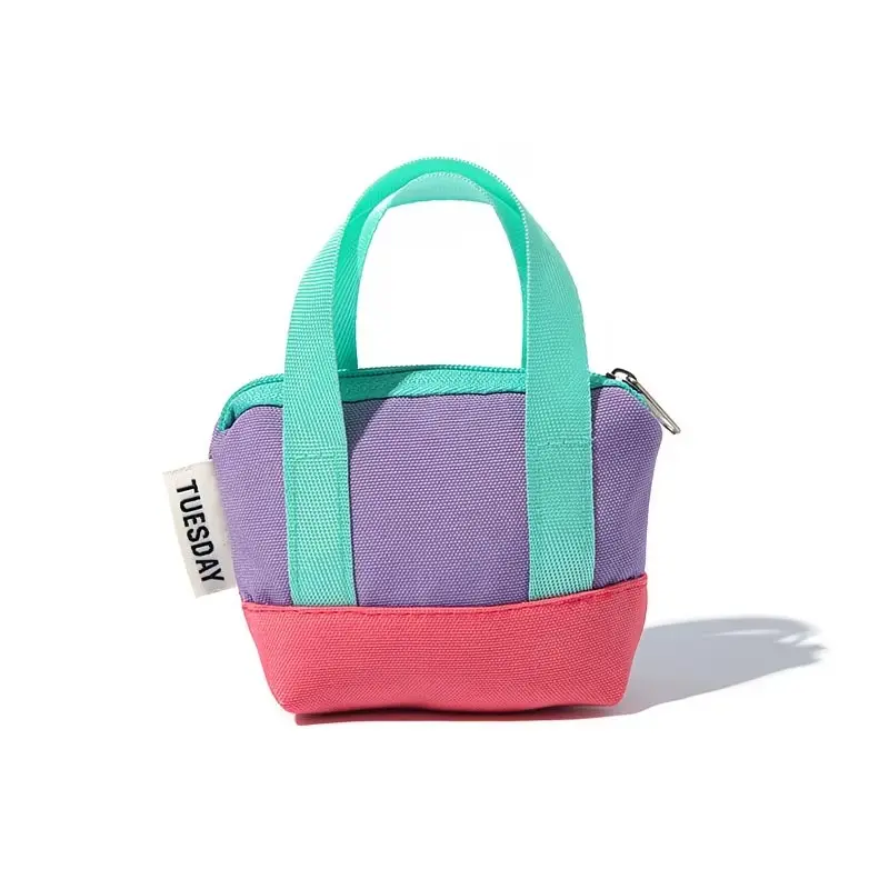 Mini Casual Canvas Bag, Mini Handbag, Compact Size, Rose Blue, Pinkish Violet, Ideal for Storing Earphones, Data Cables, Card Holder, Casual Bags
