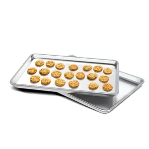 Hakka Commercial Baking Pan,Aluminum Baking Sheet,Cookie Sheets for Baking,Warp ResistantNon Stick Bread Baking Tray Set(18"x26"X2PCS)
