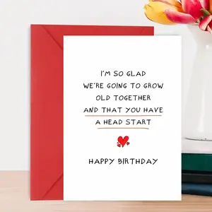 Humorous Birthday Card with Funny Aging Message - High-Quality White Paper Western Theme Card for 50th, 60th, 70th Milestones - Unisex Greeting Card for Friends, Spouses, Partners, Family, Humor Greeting Card | Playful Message Card | Highquality Paper