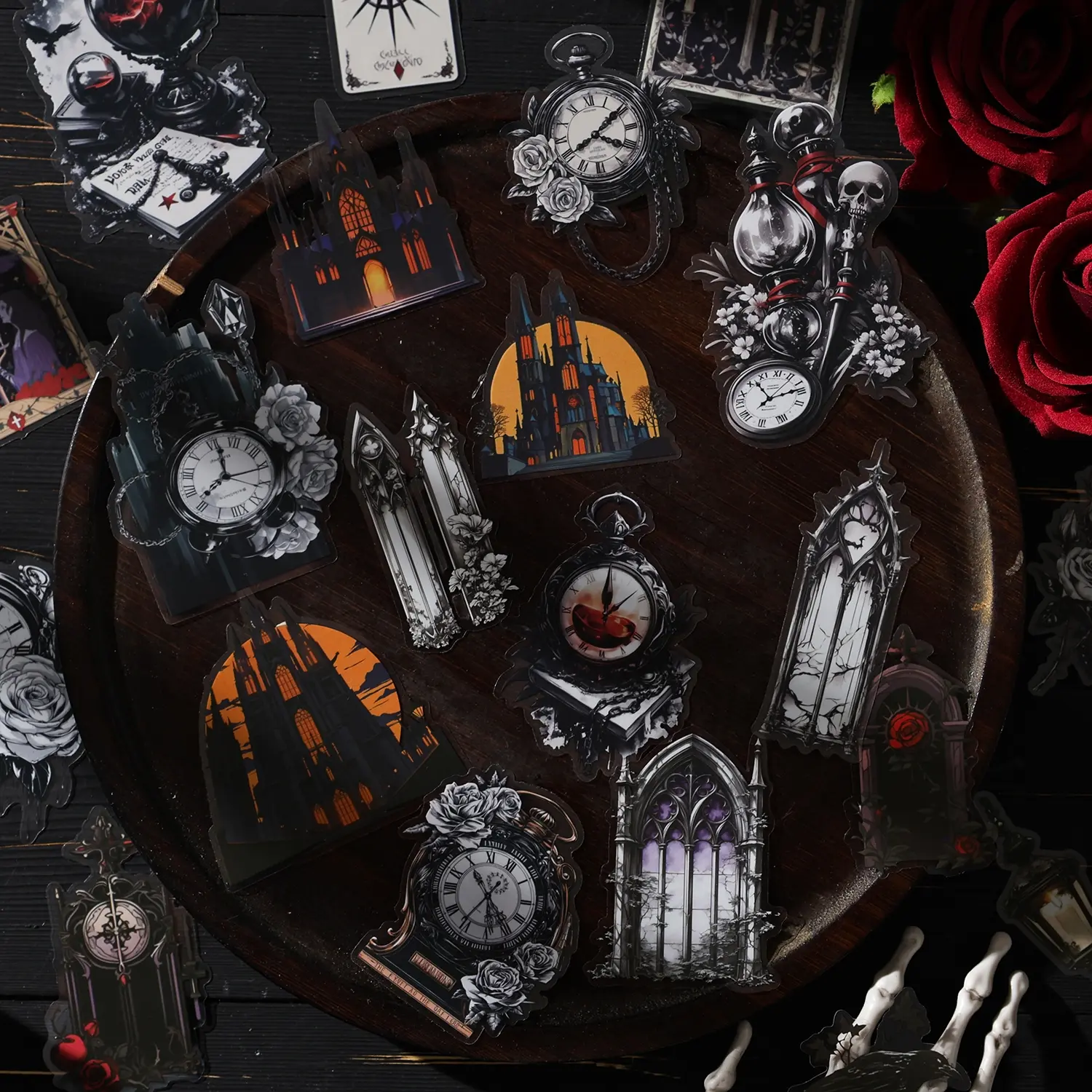 Gothic Theme Decorative Stickers, Sticker Pack, Sticker Set, Pet Material, Castle Night Series, 15 Sheets/bag, Perfect for Journaling & Water Bottle Decoration