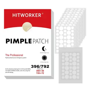 Hitworker Hydrocolloid pimplepatches for Face, Cute Round Shape Tea Tree Oil Acne Patches ,2 Sizes ,360 Count Skincare Clear,Gentle