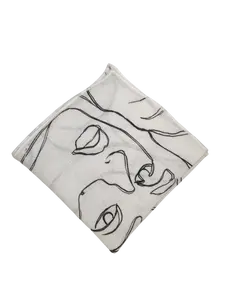 Faces White Linen Pocket square