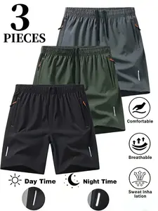 Men’s 3-Pack Summer Quick-Dry Casual Shorts, Cooling Quick-Dry Sports Shorts, Available in Multiple Colors and Combinations, Suitable for Everyday Wear/Basketball Training/Running/Gym Workouts/Walking/Hiking/Camping/Dating Outfits men’s shorts