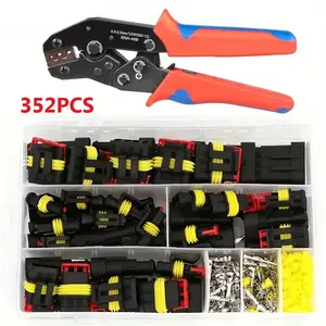 352Pcs Waterproof Electrical Connector Terminals Durable Reliable Connectors Automotive Electrical Wire Connectors 1/2/3/4 Pin Connector with Crimping Tool