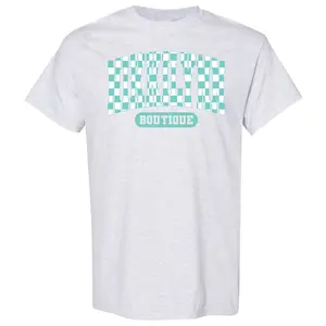 Teal Checker Nikkilynn Boutique Gildan T-Shirt 'NLB'