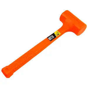 Stark USA 15151 2lb Dead Blow Hammer Mallet Plastic Neon Orange 13-3/8" Non Spark Safety Tool for Versatile Use