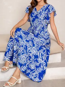 Elegant Modest Women's Dress, V-Neck Half Button Front, Airplane Sleeve, Waist Drawstring, Slimming Straight Fit, Comfortable Long Dress