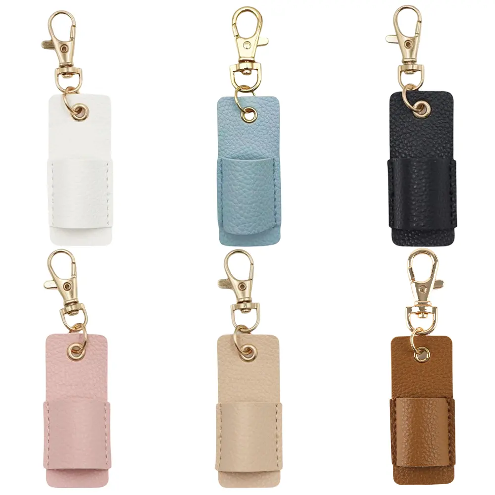 6 Packs Portable Anti-Lost Pen Holder, Pen-Lanyards Pencil Badge Holder Pocket PU Leather Pen Keychain for Pencil Badges Clipboard Nurses Office Supplies