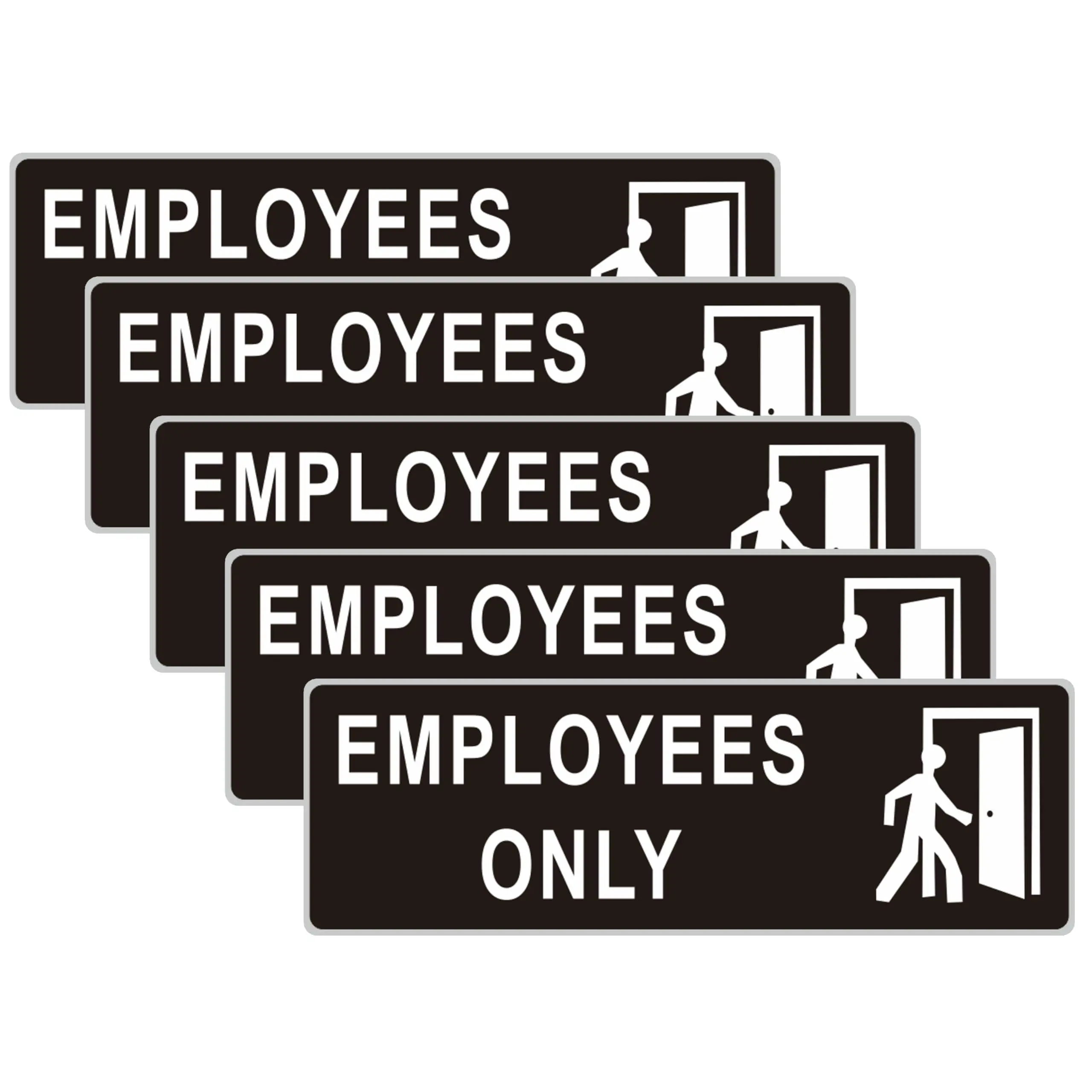 Employees Only Sticker - 9 x 4 Inches, Pack of 5 - Professional Door Sign, Office Entrance Decal, Easy Peel and Stick, Weatherproof, Fade-Resistant, Ideal for Business, Store, Restaurant, Indoor Outdoor Use