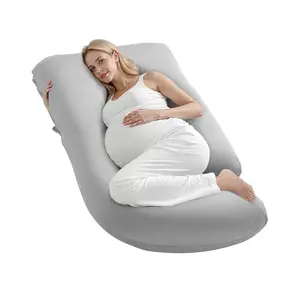 summervibes VEVOR L-Shaped Maternity Pillow for Pregnant Women, Soft Breathable Full-Body Support Pregnancy Pillow for Side Sleeping, Washable Jersey Cover for Head, Neck, Belly, Leg Support, Light Gray
