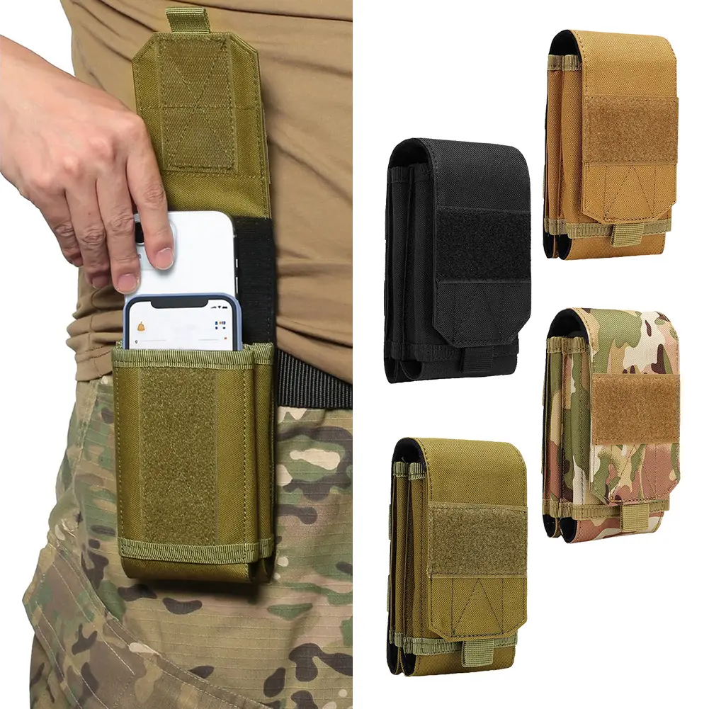 Tactical Phone Pouch, 7" Double Layer MOLLE Cell Phone Holster, 1000D Nylon Belt Waist Bag for 4.0"-6.9" Smartphone, Outdoor EDC Utility Pouch