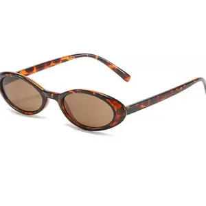 Retro Oval Sunglasses for Women Chic Cat Eye 90s Sunnies Lightweight Narrow Shades Trendy UV protection Sun Glasses