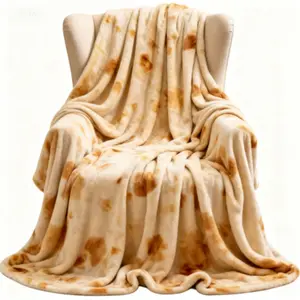 Soft Plush Blanket with Mexican Tortilla Pattern, Fun Food Design, Suitable for Sofa Bed Camping, Winter Travel Gift