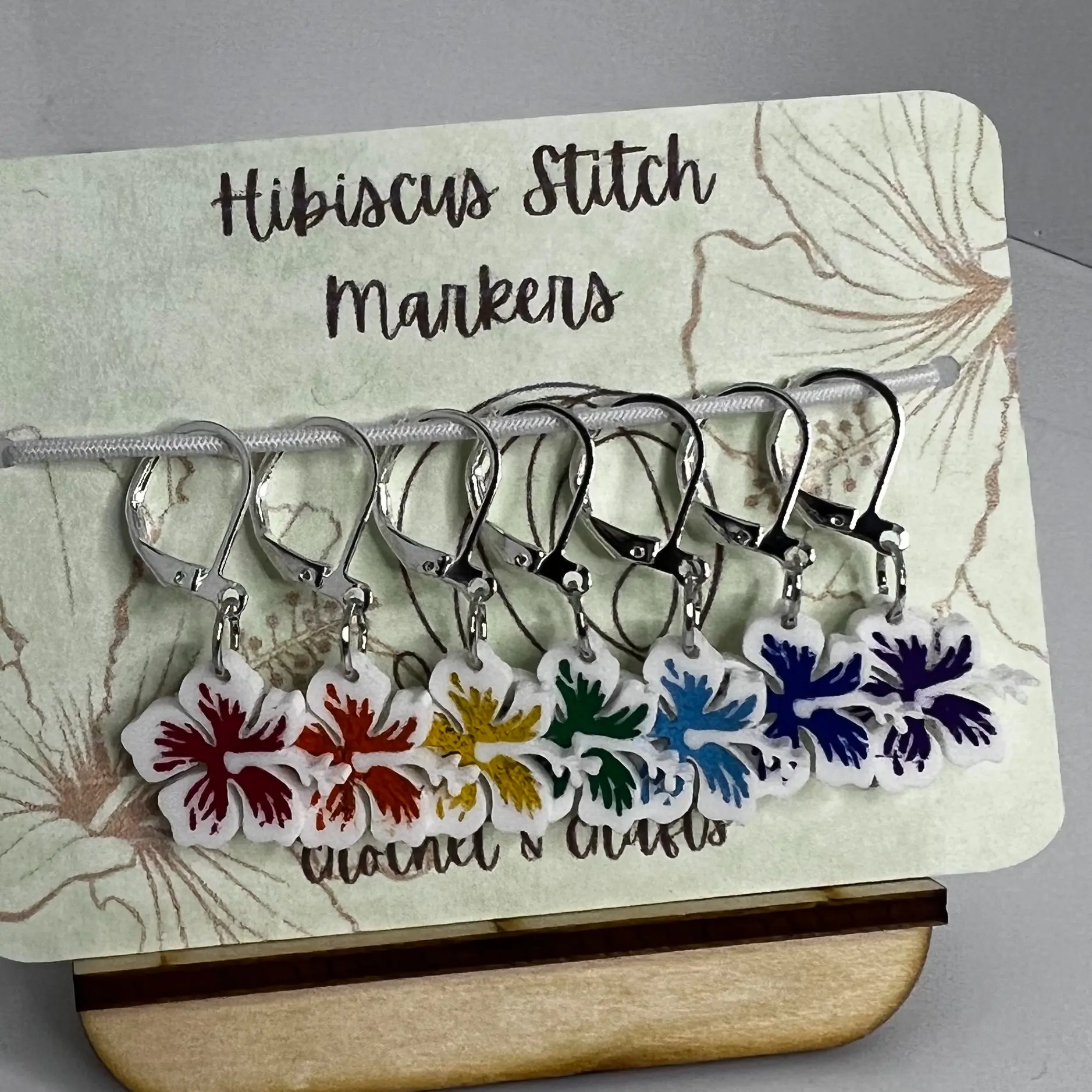 Hibiscus Stitch Marker Set - Laser Cut Acrylic Stitch Markers for Knitters and Crocheters