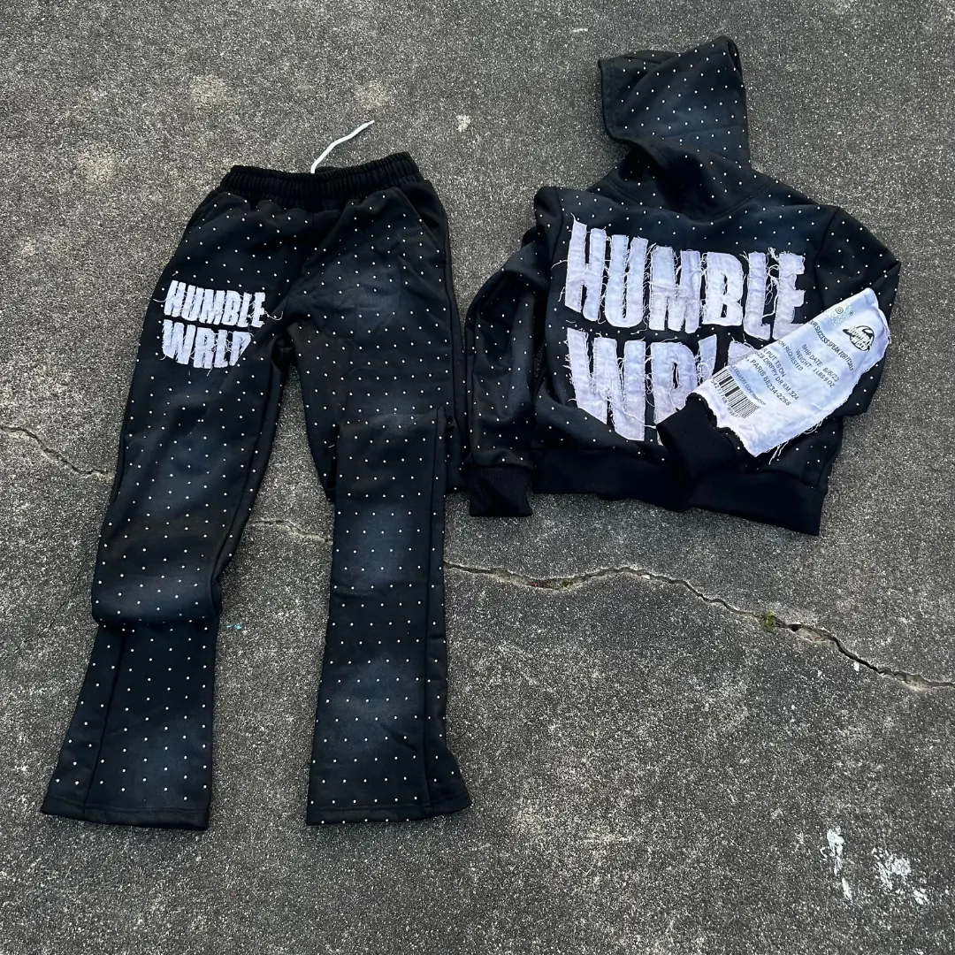 Humble Wrld Rhinestone Sweatsuite BLACK