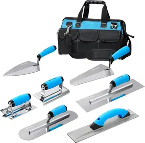 8-in-1 Concrete Finishing Tools Kit: Magnesium Float, Finishing & Pool Trowel, Gauging & Brick Trowel, Concrete Groover & Edger for Masonry, Stucco Repair & Bricklaying