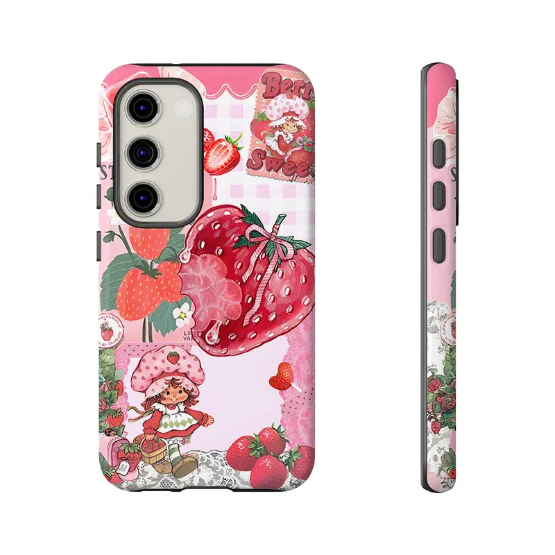 Strawberry Shortcake Phone Case,Shockproof Rugged Cover Dual Layer Soft TPU Hard Bumper Shell for Samsung S25 S24 S23 S22 S21 NOTE20 Ultra A71 A56 A36