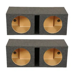 QPower QBASS Dual 12 Inch Car Audio Subwoofer Enclosure Box, Charcoal (2 Pack)
