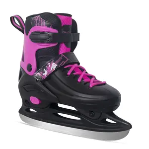 Nattork Adjustable Outdoor Ice Skates for Kids - Triple-Lock Safety System, High-Performance Blades, Warm Thermal Insulation, Black, Viva Magenta, Pink Teal