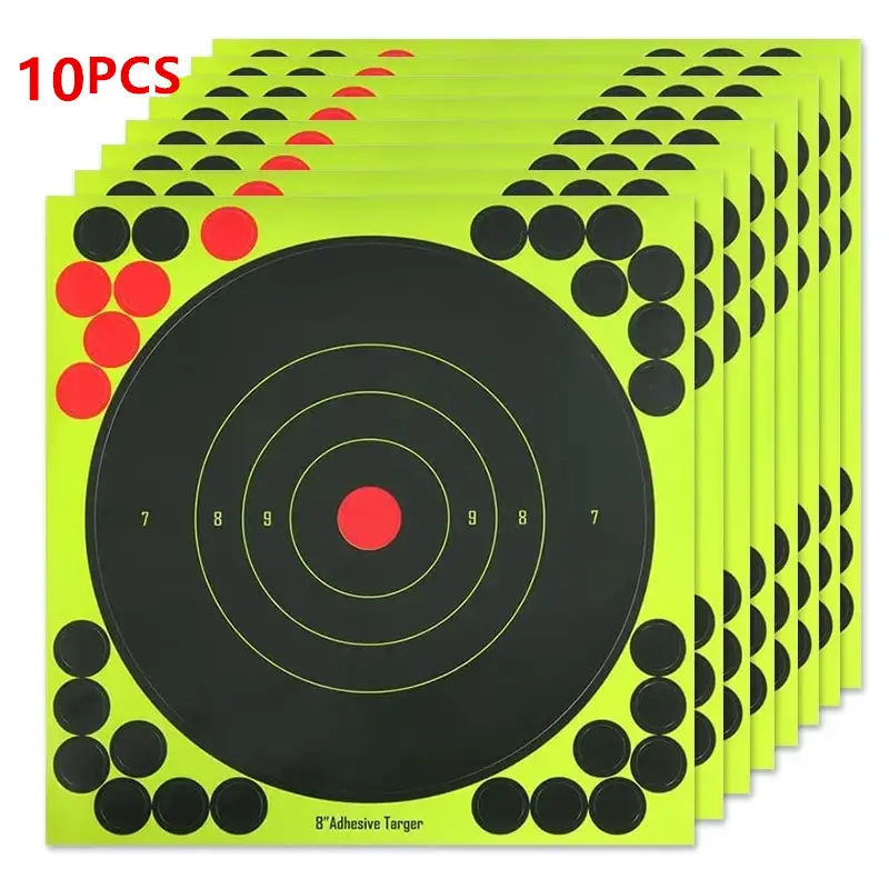 Fluorescent High Visibility Target Stickers for Gun Shooting Target Practice, Adhesive Archery Dart Aim Labels, 10 Sheets, Training Test Stickers, Durable Adhesive Paper, Accuracy, Performance, Convenience