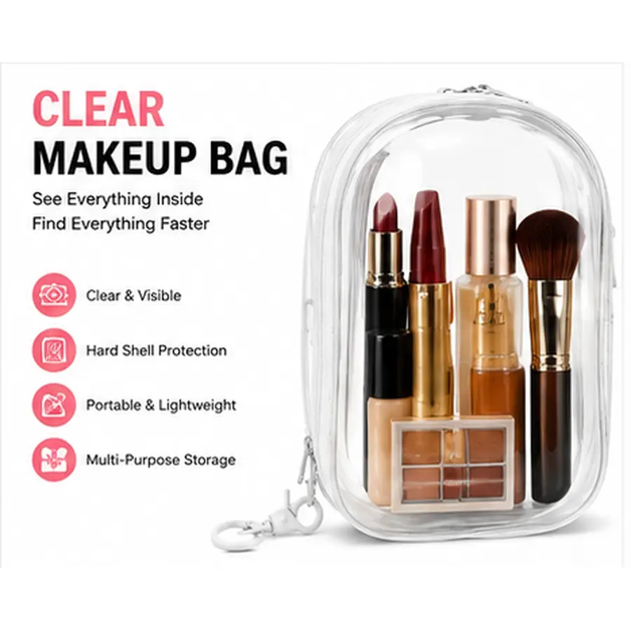 Travel transparent makeup bag, with metal zipper, waterproof transparent makeup bag, makeup storage bag, suitable for both men and women, portable toiletry bag marshalls glossier