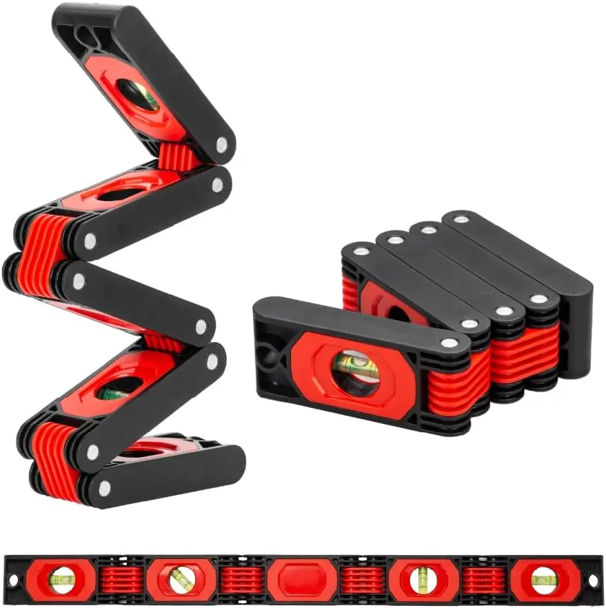 Foldable Multi-Angle Measuring Tool – Magnetic Level Ruler for Woodworking, Precise 45°/90°/Vertical Measurements, Compact & Space-Saving Design