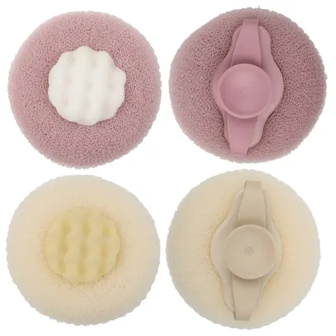 2-Piece Personal Round Sunflower Suction Cup Bath Set, Super Soft Exfoliating Bath Sponge Body Brush Shower Loofah Exfoliating Mitt, 2-in-1 Design, Cleansing, Oil & Dirt Lift, All Skin Types, Random Colors