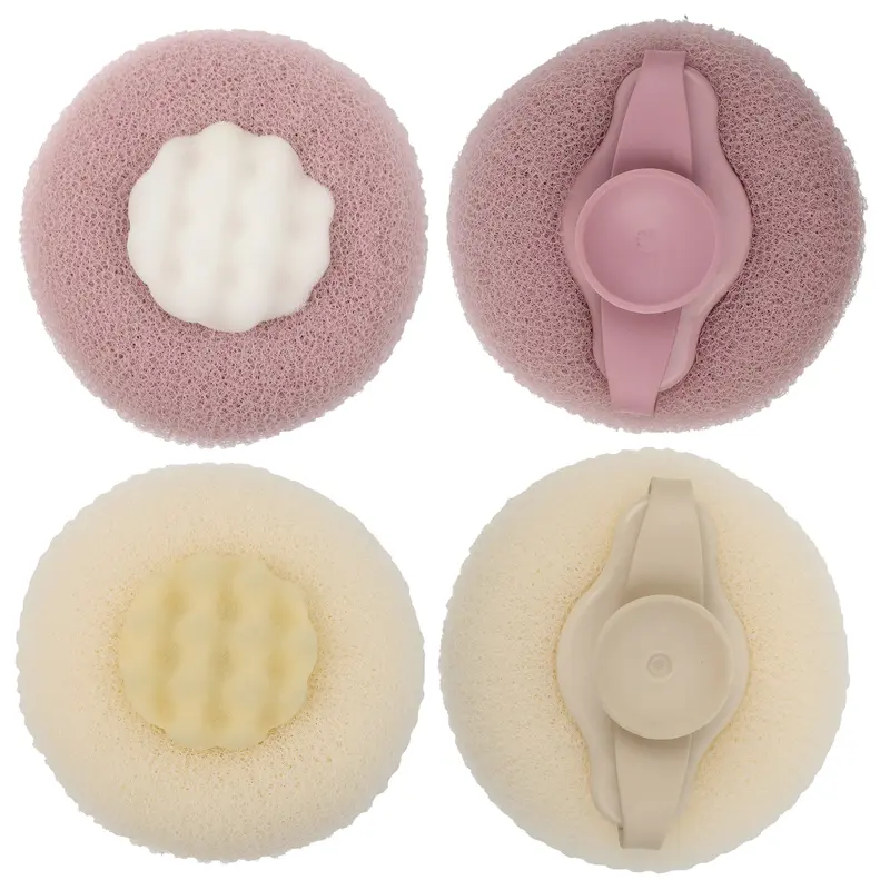 2-Piece Personal Round Sunflower Suction Cup Bath Set, Super Soft Exfoliating Bath Sponge Body Brush Shower Loofah Exfoliating Mitt, 2-in-1 Design, Cleansing, Oil & Dirt Lift, All Skin Types, Random Colors