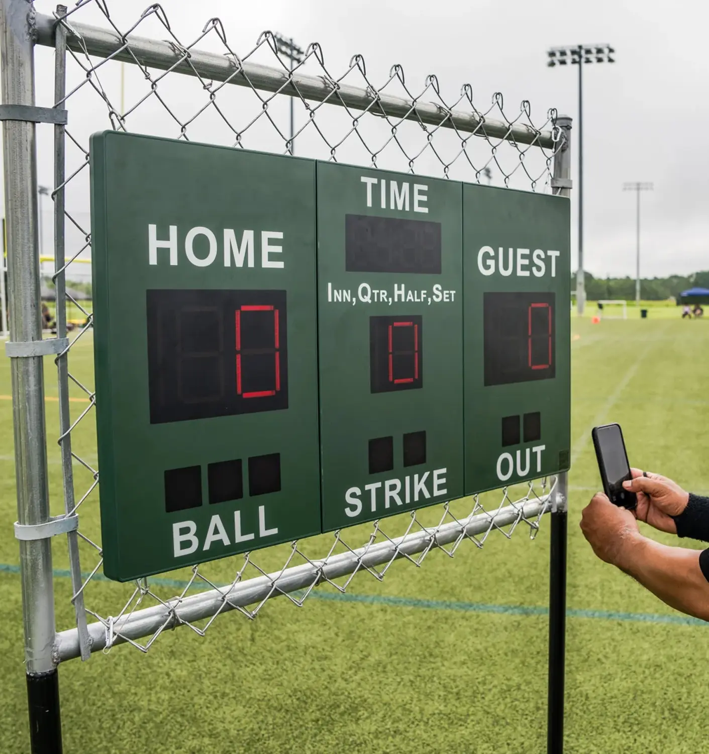 Foldable Portable LED Digital Mobile Scoreboard Kit for Coaches - Bluetooth-Free iOS/Android App Control, 90+m Range, All-Weather Design, Wall Mounting, Compact Durable Lightweight, Multi-Sports Polymer Panels (Basketball, Football), Baseball, Pickleball,