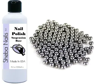 SHEBA NAILS Nail Polish Mixing Suspension Base 8oz Combo Kit With 100 Stainless Steel Mixing Balls - No Zinc - Vegan 10 Free - Make Your Own Nail Polish - Suspending Nail Polish Base