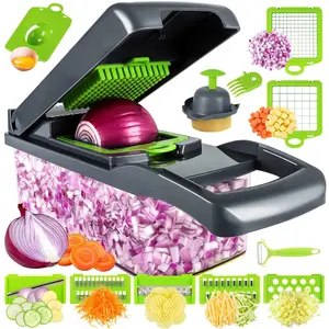 BARTANS Food Slicer and Vegetable Chopper 16-in-1 Multi-Chopper & Slicer with 8 Adjustable Stainless Steel Blades, Compact Design & Ergonomic Handle