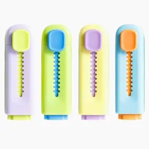 4 Pack Retractable Pencil Erasers - Push Pull No Smudge Eraser, TPE Non-Toxic for Kids & School Supplies