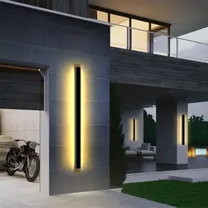 Outdoor Wall Light LED Long Wall Sconce Ip65 Waterproof Black Modern Outdoor Lights 3000k Metal Exterior Light Fixture for Porch Light Patio Door Yard Garden Villa Living Room