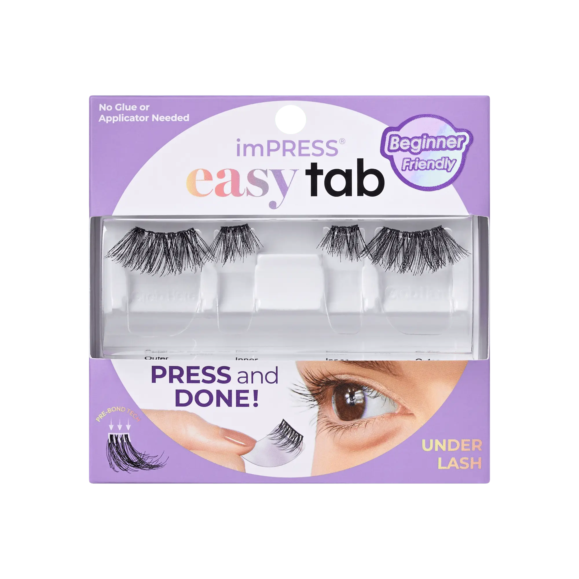 Impress Falsies easy tab Pre-Glued False Eyelashes - Demi Wispy | 1 Pair of Half Lash & 2 Lash Clusters, 8mm-13mm