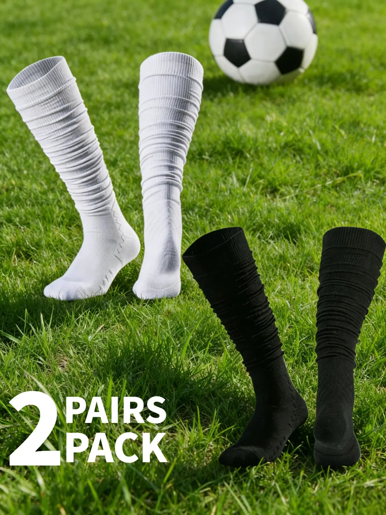 2 Pairs Anti-Slip Grip Sports Socks Athletic Socks Football Socks, Soccer Socks for Men and Women Over-the-Knee Long Socks Anti-Slip Socks Non Slip Socks All-Season Rugby Socks Solid Color Long Sports Socks