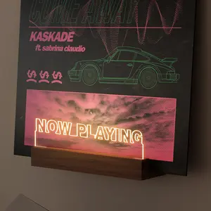 Vinyl Record Wall Mount Stand with LED Light, “Now Playing” Record Holder, Wooden Acrylic Album Display, Aesthetic Room Decor for Vinyl Lovers, Birthday Gift for Him Her, Christmas New Year Gift