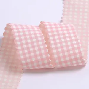 Korean Style Wavy Edge Plaid Ribbon, DIY Butterfly Knot Baking Flower Fashion Decoration Ribbon, Creative Craft Supplies