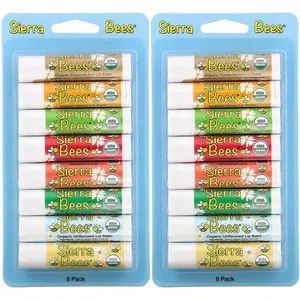 Sierra Bees, Organic Lip Balms Combo Pack, 8 Count (Pack of 2) .15 oz (4.25 g) Each, GMO Free, Cruelty Free