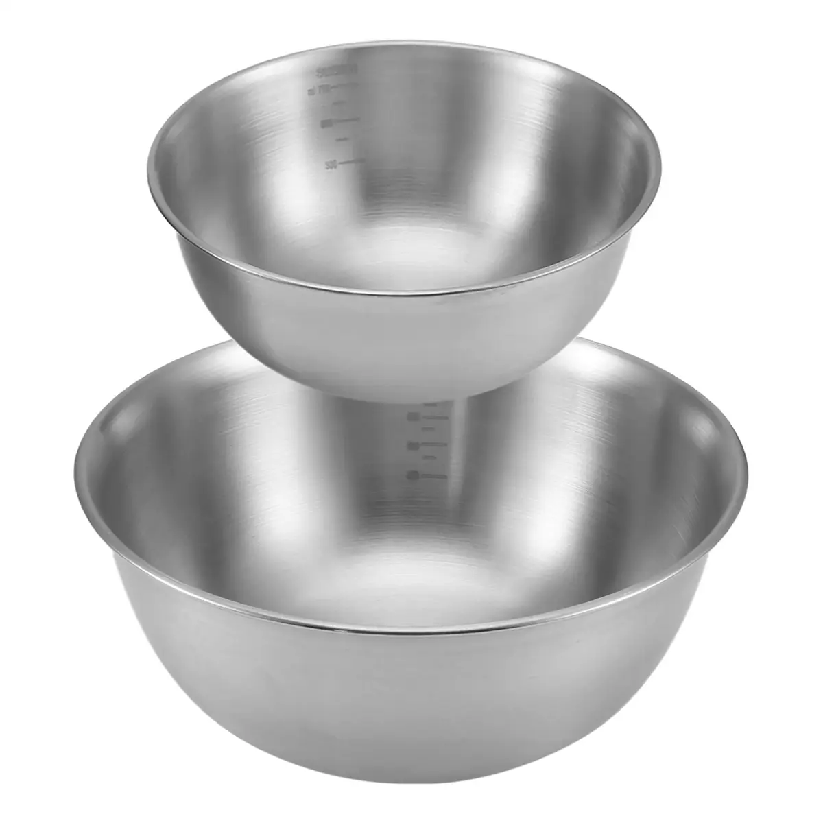 2PCS Stainless Steel Bowls Mixing Bowl with Scale Deep Mixing Egg Bowls Non Slip Kitchen Bowl for Baking Salad Cooking
