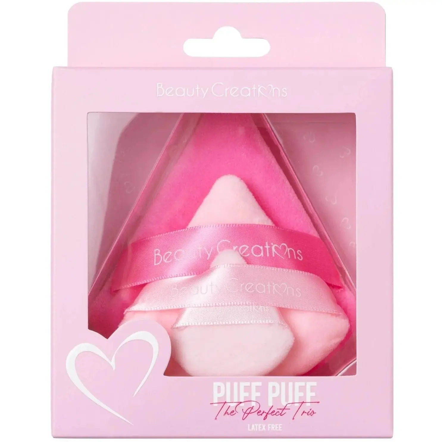 Beauty Creations Velvet Triangle Puff Puff Trio Set Sponges - Reusable, Easy to Clean, 10g, Multi-Pack, Pink Makeup Puffs Soft Cushion Puff